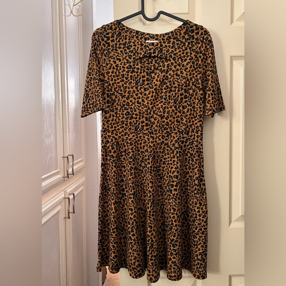Xhilaration Brown and Black Animal Print Midi Dress